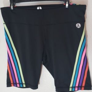 Yoshion Black & Rainbow Biker Shorts XL